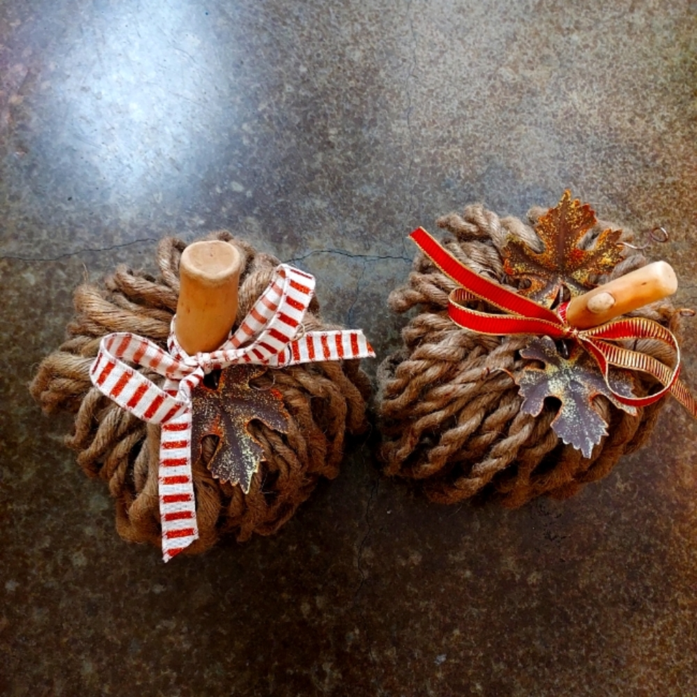 Decorations for the fall! 2 Unique pumpkins!